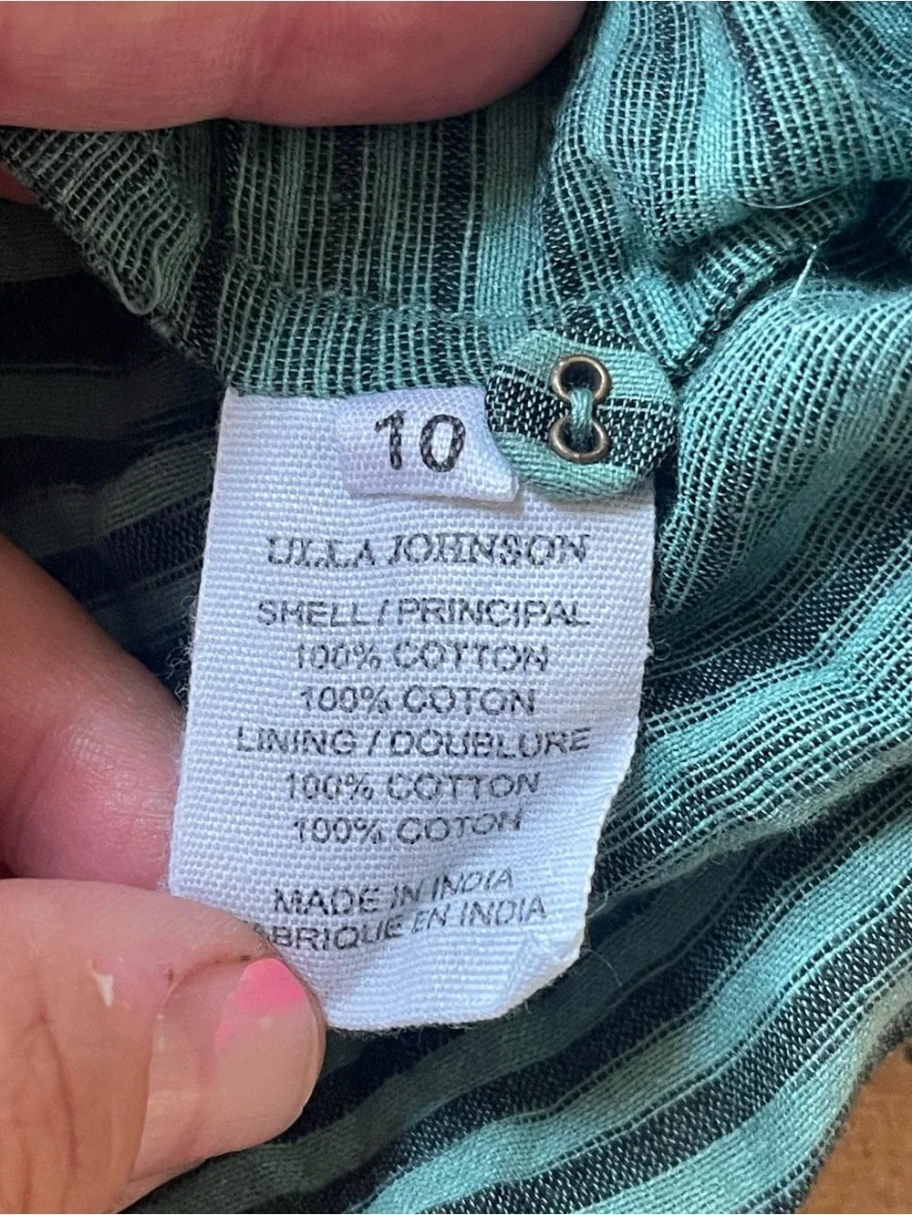 Ulla Johnson Striped Teal Button Front Midi Maxi Shirt Dress Size 10 - Picture 5 of 9